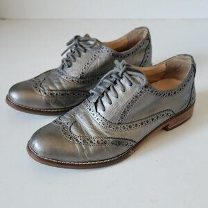 COLE HAAN | Metallic Gray Oxford Shoes Lace Silver Sz 5
